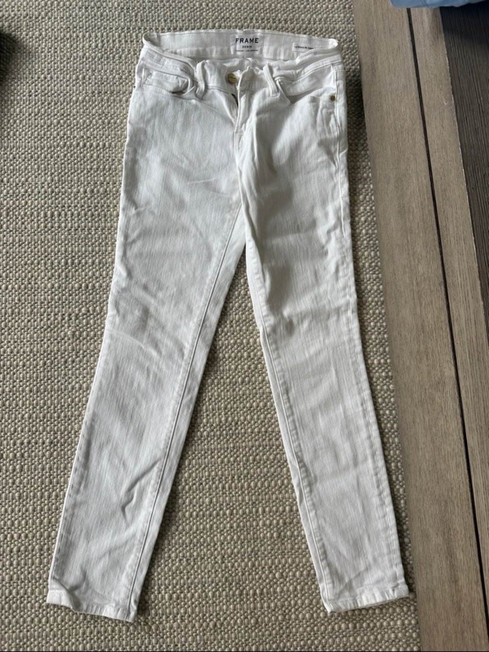 FRAME Denim White Skinny Crop Jeans